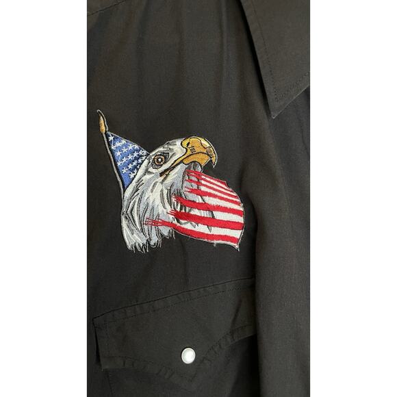 Vtg Ely Cattleman Pearl Snap Bald Eagle Western American Flag Patriotic Mens 3XL - Picture 3 of 6